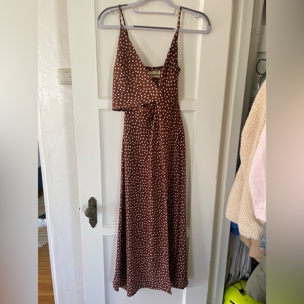Urban Outfitters Brown Polka Dot Maxi Dress